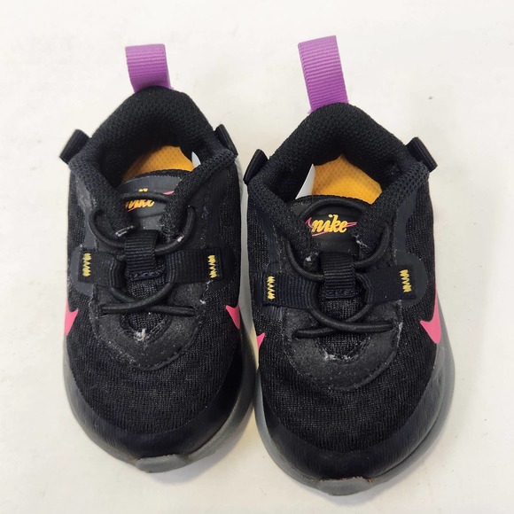 Nike Toddler Reposto TD Sneakers Atheltic Shoes 3C Black Fuchsia Glow Slip On - Picture 2 of 7